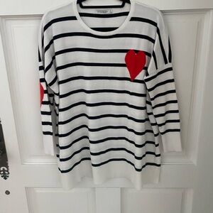 Striped Sweater with Red Heart Accents
